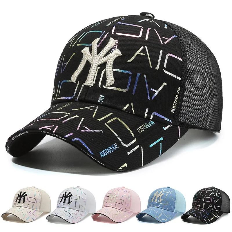 New Summer Breathable Women Men Baseball Caps Female Male Geometic Print Mesh Snapback Hats Cap for Woman Men Gorras Trucker Hat