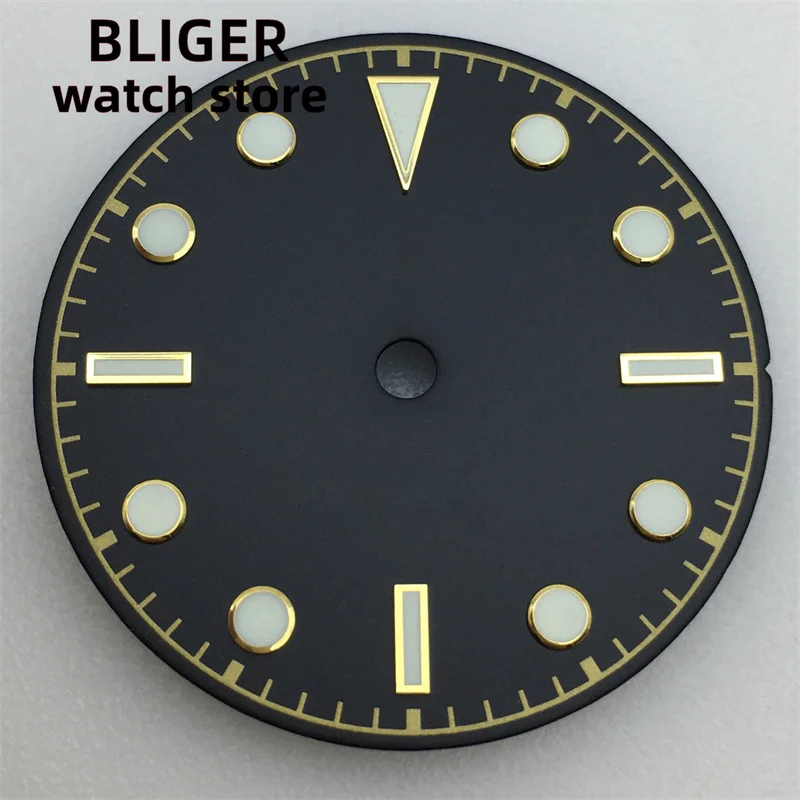 BLIGER 29mm dial Black gray Green Blue dial Green luminous Suitable for NH34 NH35 NH36 ETA 2824 PT5000 Miyota DG series movement