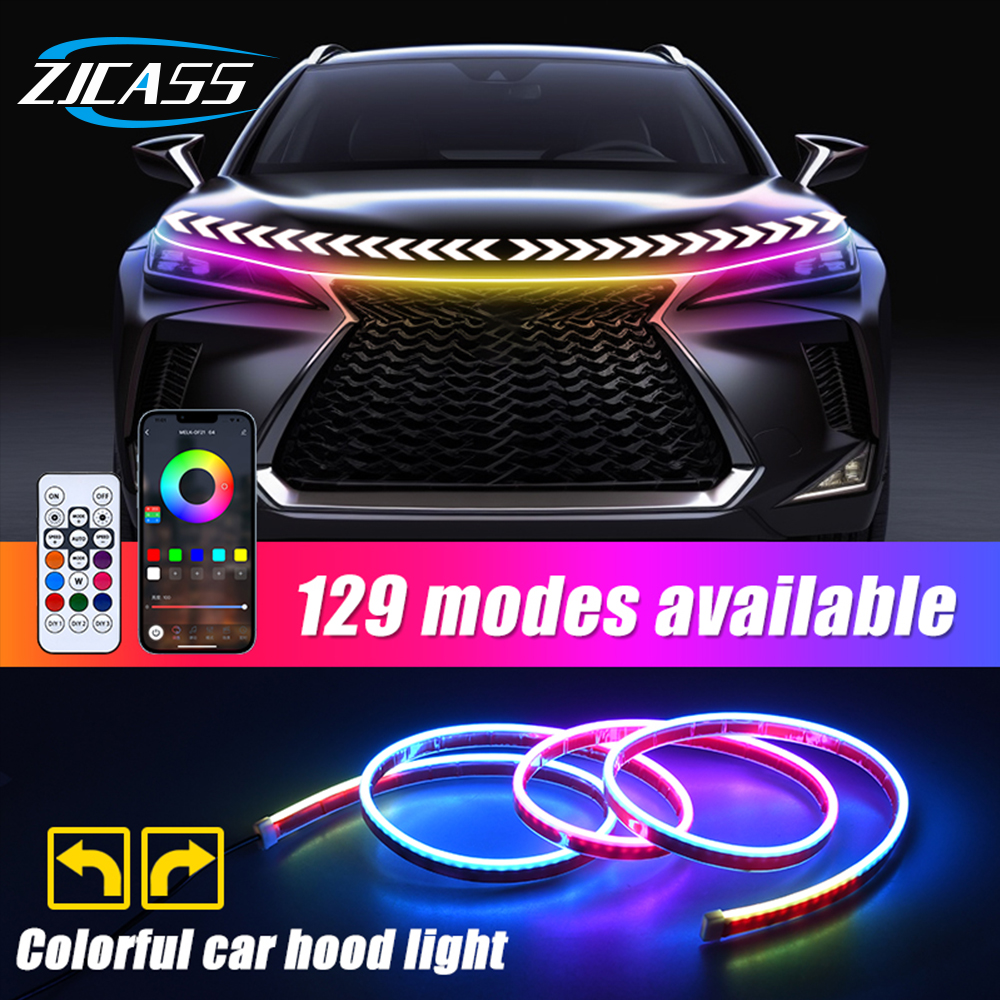 Hood Light Daytime Running Lights Automotive Supplies APP Control Multi-function Led neon Strip Running Lights For 12V Car
