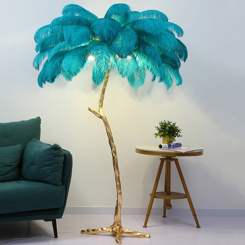 Nordic Ostrich Feather Floor Lamp Living Room Sofa Background Wall Floor Standing Lamp Home Decor Bedroom Bedside Table Lighting