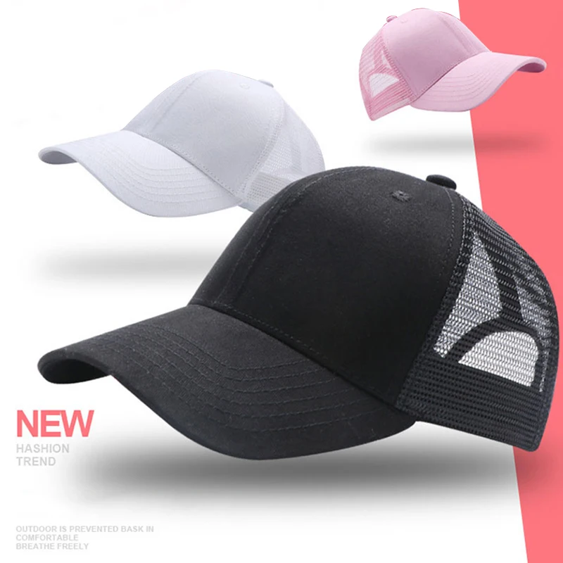 Summer new Casual Sun Hats Unisex Peaked Caps Mesh Breathable Baseball Cap Solid Color Printable Hip 2025 Hop Hats Advertising Caps