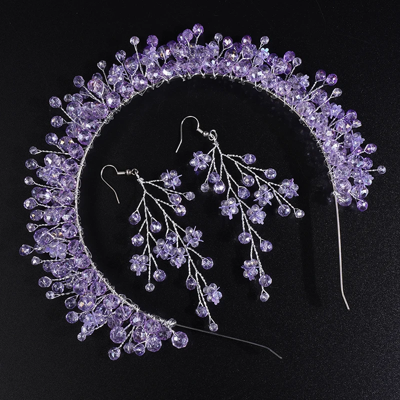 Trendy 2025 Crystal Wedding Hair Accessories Jewelry new Red Women Bridal Party Crown Dias Green Bride Tiaras Purple Headbands