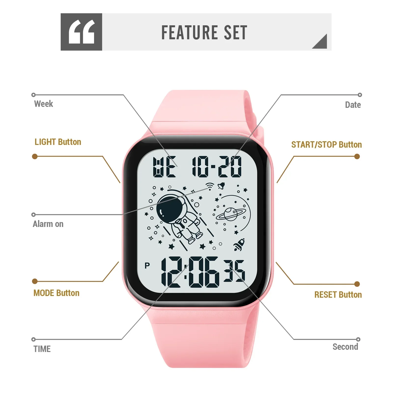 SKMEI Back Light Display Wristwatches For Mens 5Bar Waterproof Watch reloj hombre Creative Astronaut Dial Calendar watch 1863