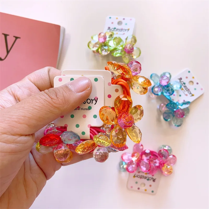 2 Pcs/Set Cute Hair Ties For Kids Girls Head Rope Flower Hair Rubber Bands Ponytail Elastic Hair Band Baby Hair Accessories