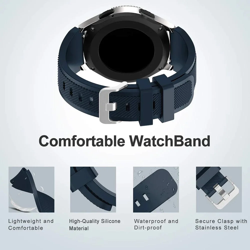 22mm Strap for Samsung Watch 46mm/3 45mm/Gear S3 Classic/Frontier Silicone Bracelet Amazfit GTR/Stratos/Pace Huawei Watch 4/GT 2