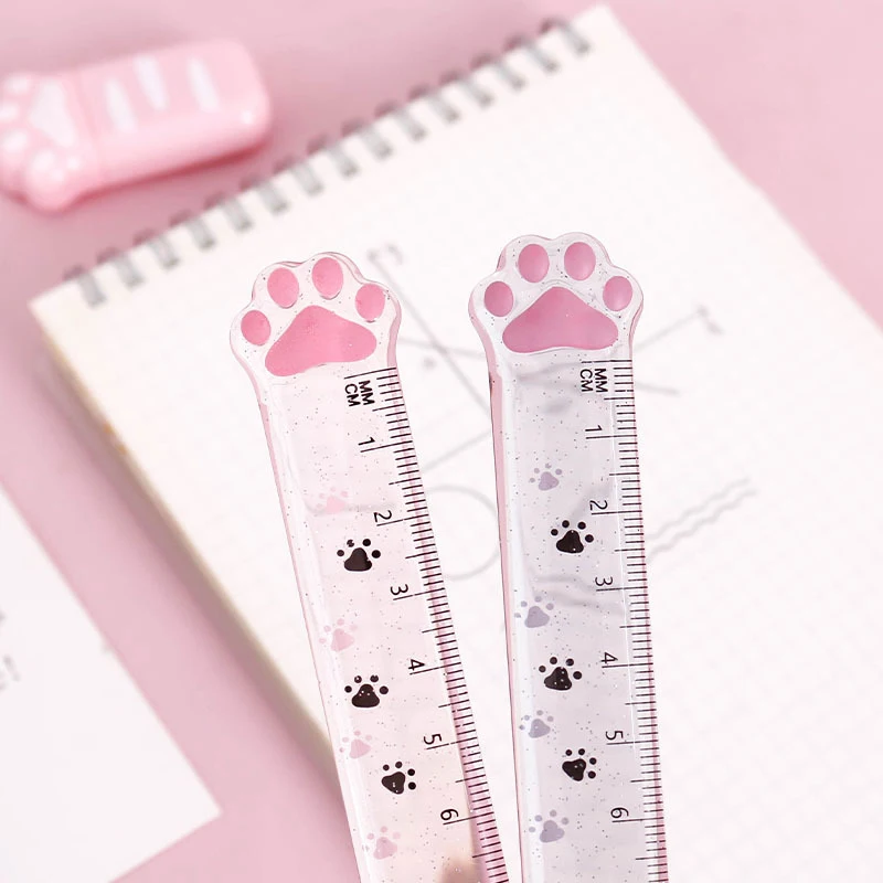 Cute Cat 2025 Paw Straight Rulers new Kawaii 15cm Measuring Ruler Students Drawing Tool Korean Stationery School Office Supplies