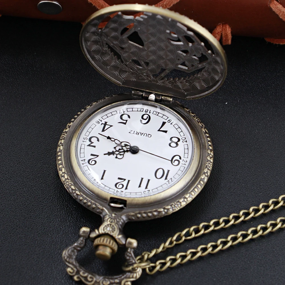 Alchemist Hollow Steampunk Quartz new Pocket Watch 2025 Bronze Case Necklace Pendant Clock Chain Men's and Women's Christmas Gift Reloj