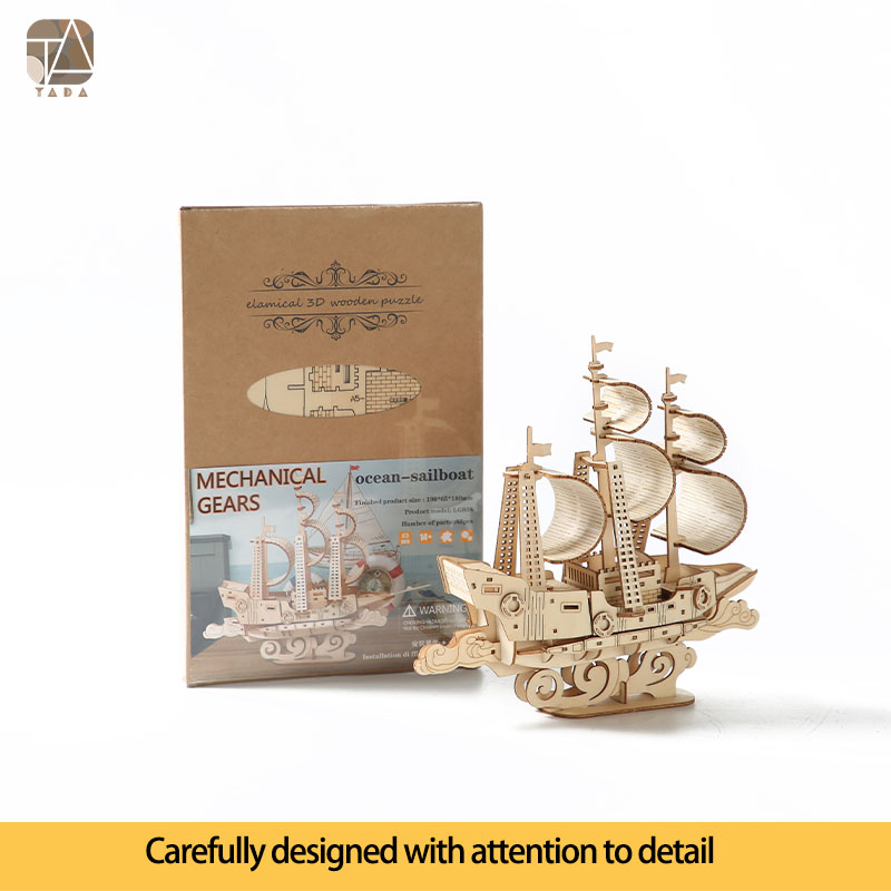 Tada 3D Wooden Puzzle Toys Ocean Sailboat Ship Assembly Gift For Children Adult Mechanical Creative 3D Model Building Block Kits