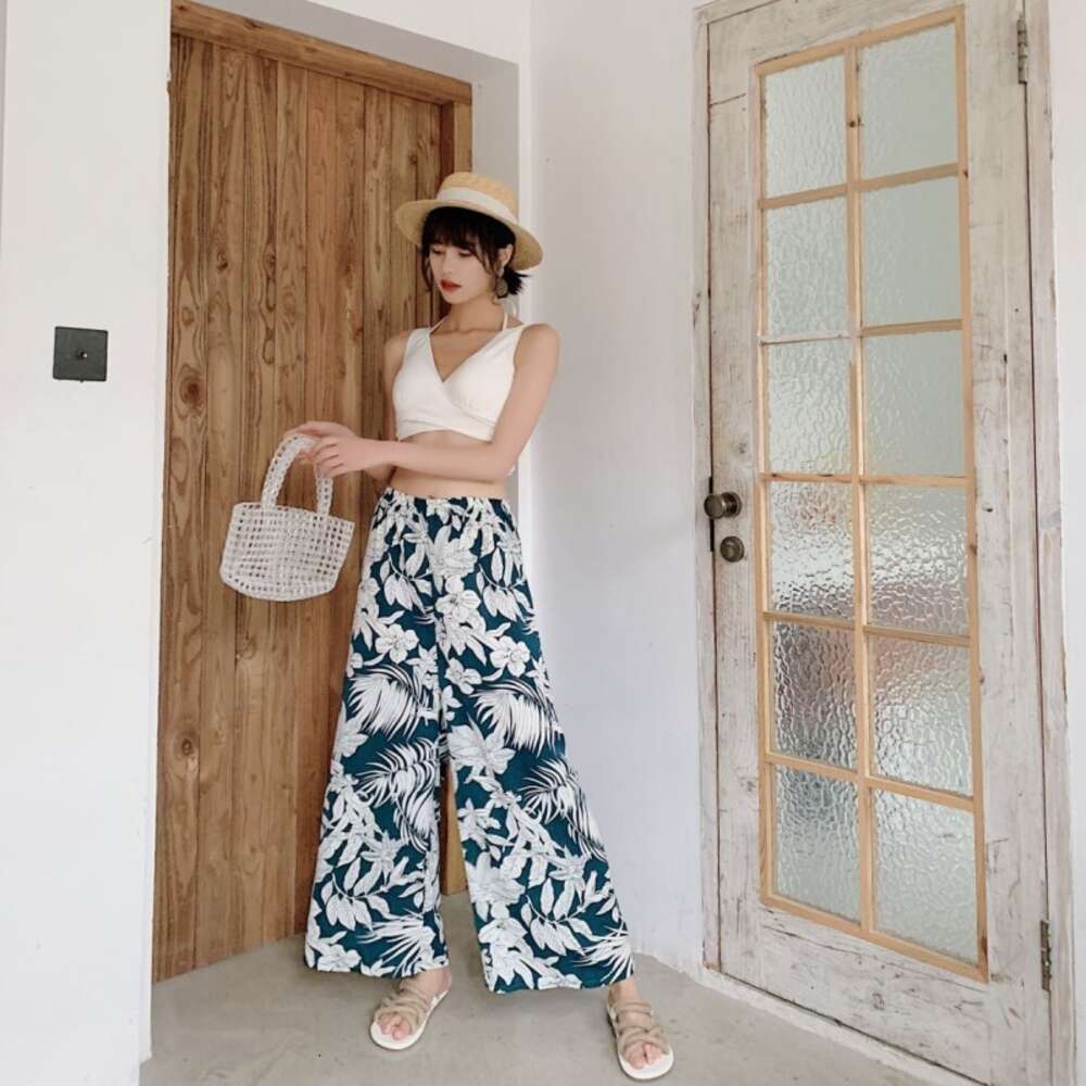 Ddmytiger Ddmytiger Thailand Beach Vacation Three Piece Women S Fashion Sexy Wide Legged Pants Leisure Conservative Gathering Hot Spring Swimming Suit