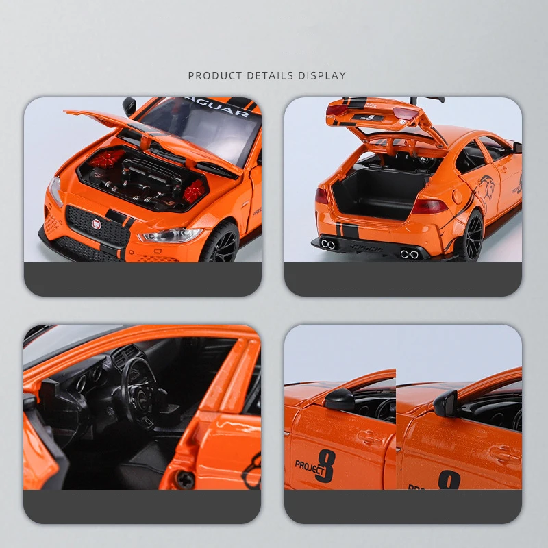 1:24 XE SV Project 8 Alloy Car Diecasts & Toy Vehicles Car Model Sound and light Pull back Car Toys For Kids Gifts