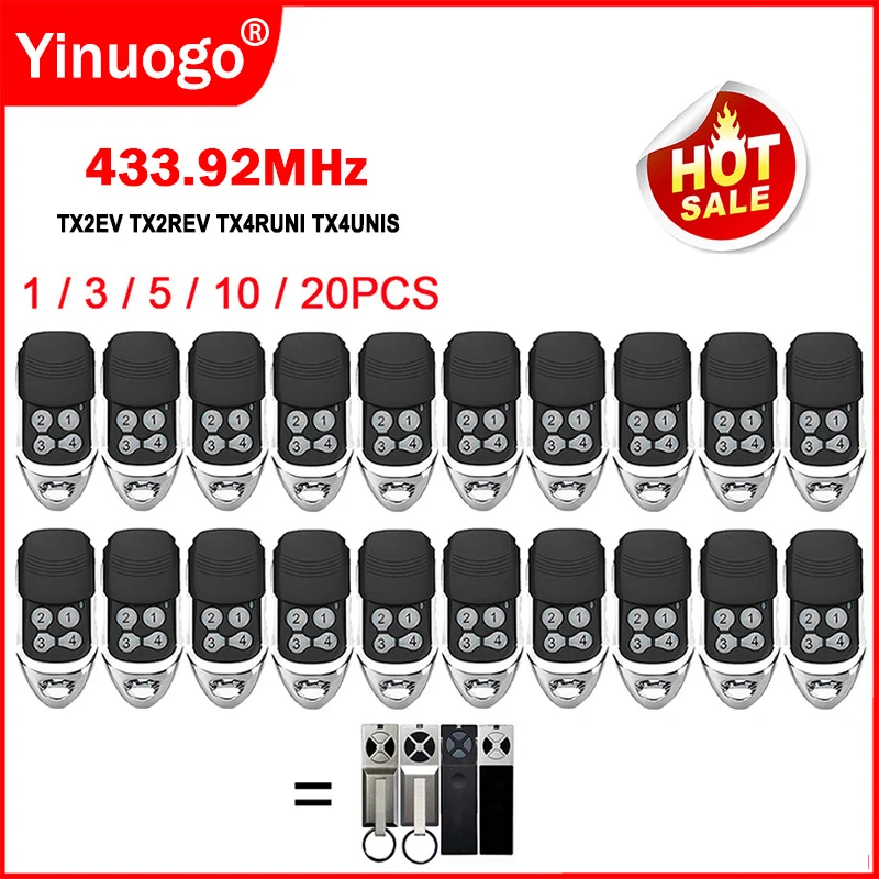 TX4RUNI TX4UNIS TX2EV TX2REV Remote 2025 new Control Garage Door Opener Command 433MHz Rolling Code Gate and Barrier Keychain