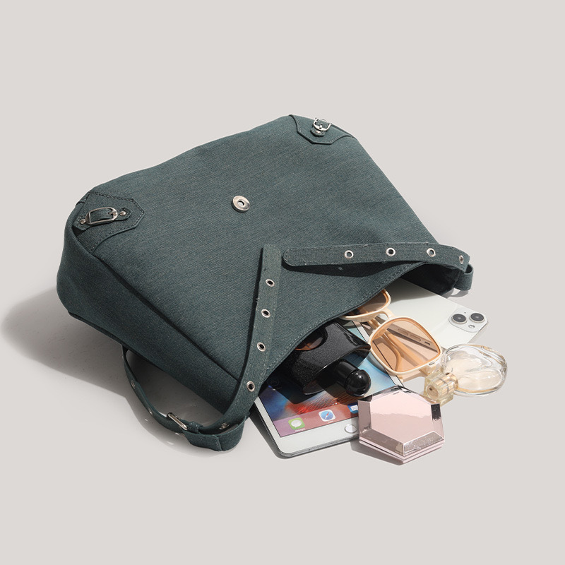 Designer women's bag large capacity handbag, Korean version bucket bag versatile denim canvas women's bag simple crossbody bag
