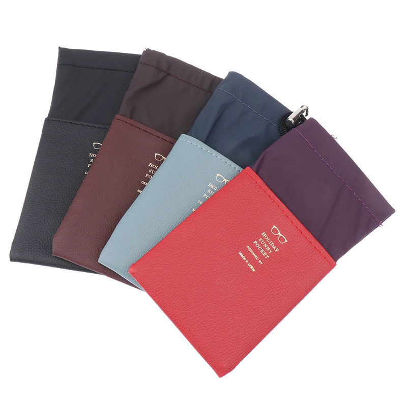 New Portable Drawstring Glasses Case Double Layer Sunglasses Pouch Waterproof Eyeglasses Storage Bag Soft Leather Glasses Bag