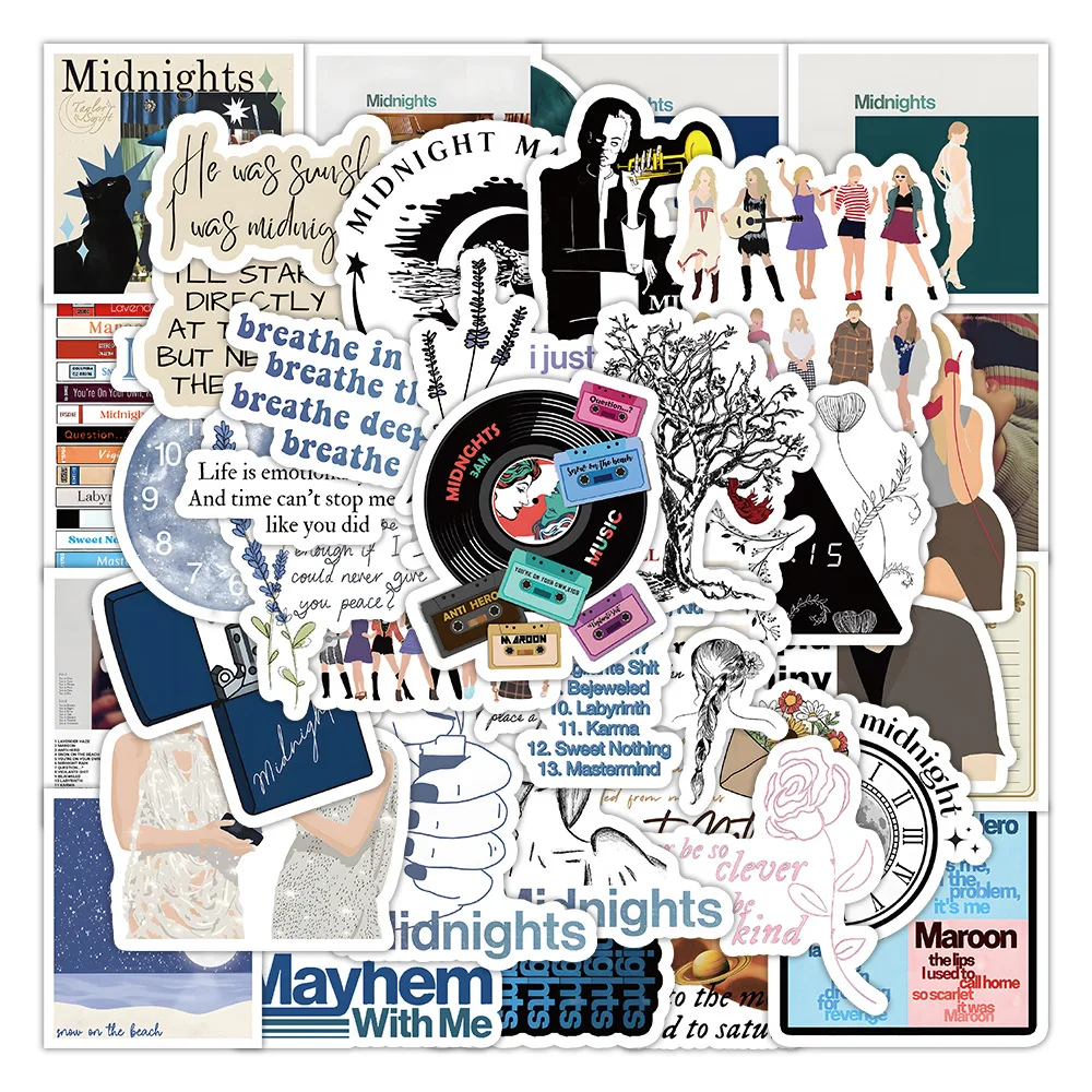 10/60PCS new New Album Midnights 2025 Stickers Beautiful Stickers DIY Mobile Phone Notebook Graffiti Children's Toys Case Stickers