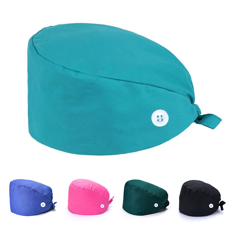 Solid Scrubs Caps Pet Grooming Agency Work Scrubs Beauty Work Hats Lab Uniform Nursing Surgery Nurse Surgical Hat For Men Women