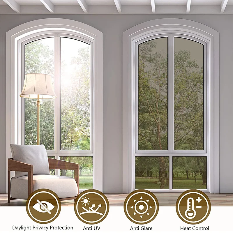 Window Film One Way Mirror Film Daytime Privacy Static Non-Adhesive 2025 Decorative Heat Control Anti new UV Window Tint Home and Office