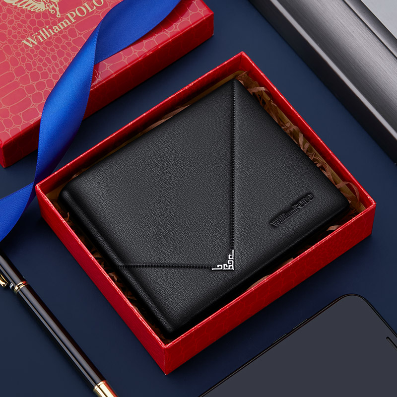 WILLIAMPOLO 2023 Small Men's Wallet Leather Men's Anti THeft Wallet For Card Document Holder Side Purse Male Thin Purse Boy