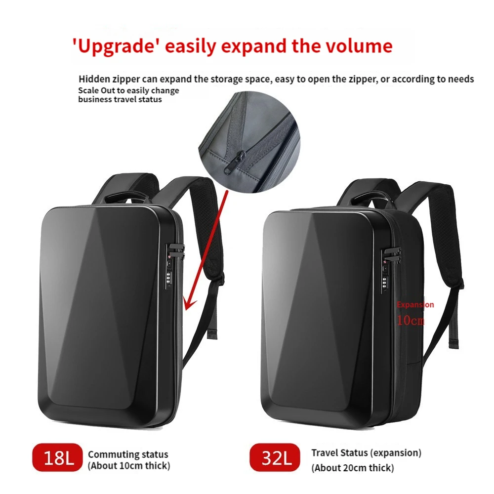 Men Backpack Laptop Hard Shell Waterproof 15.6 inch Laptop Travel Esports USB Charging Anti-stain Anti-thief TSA Lock Backpack
