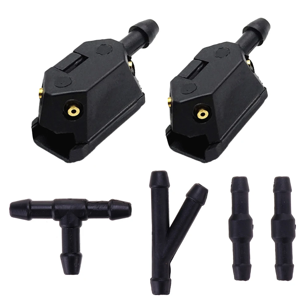 7Pcs/set Front Windscreen Wiper Arm Washer Nozzle Jets 4 Way Ajustable Check Valve Tube Pipe Hose 2m T Piece Straight Piece