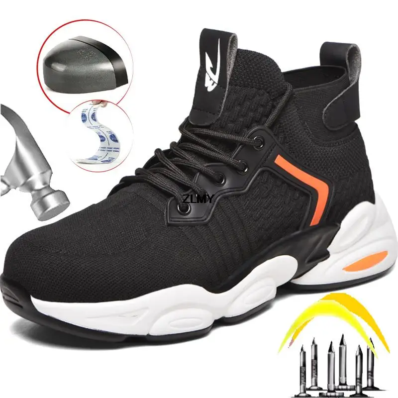High Top 2025 Men Safety Shoes European Standard Steel new Toe Sneaker Puncture Proof Industrial Work Safety Boots Breathable Work Shoes