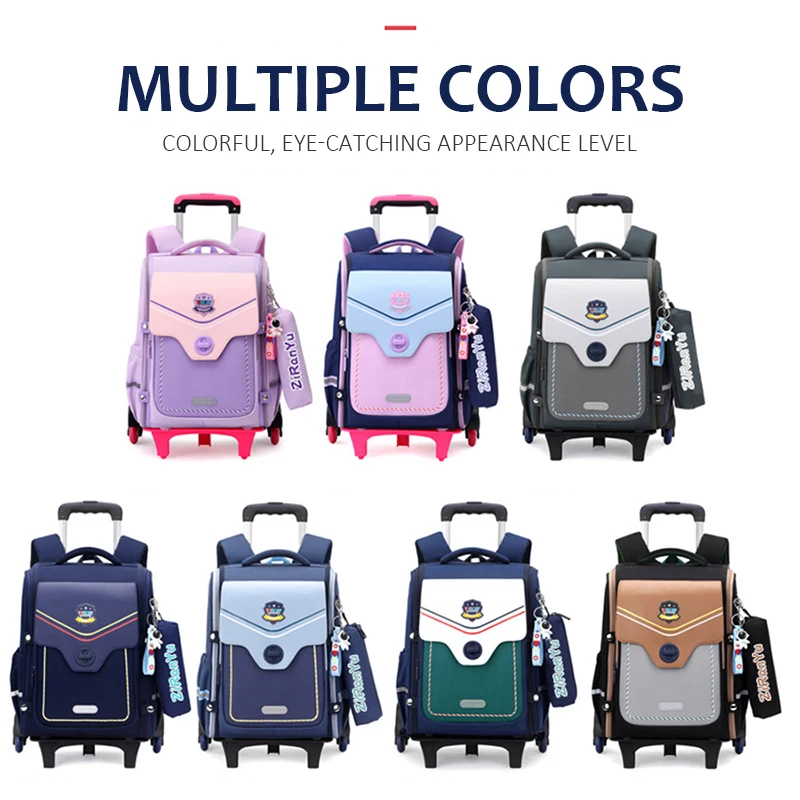Rolling Schoolbag Waterproof Wheeled School Backpack For Kids Girls Boys Removable School Bags Travel Trolley luggage Bags Girls