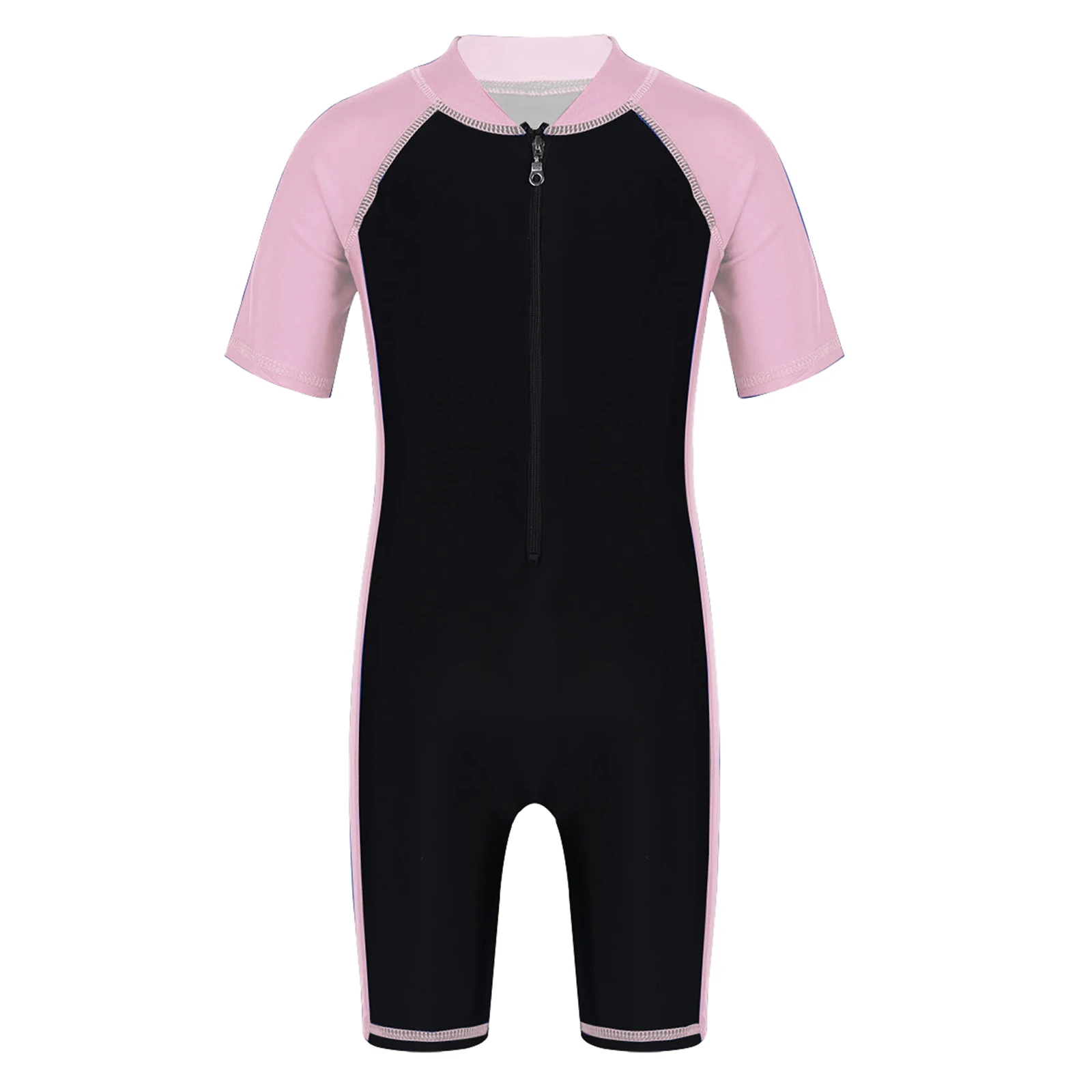 Rash Guard new Swimsuit for Kids Boys 2025 Girls Swimming Bathing Suit One-piece Short Sleeves Zippered Shorty Wetsuit Swimsuit Swimwear