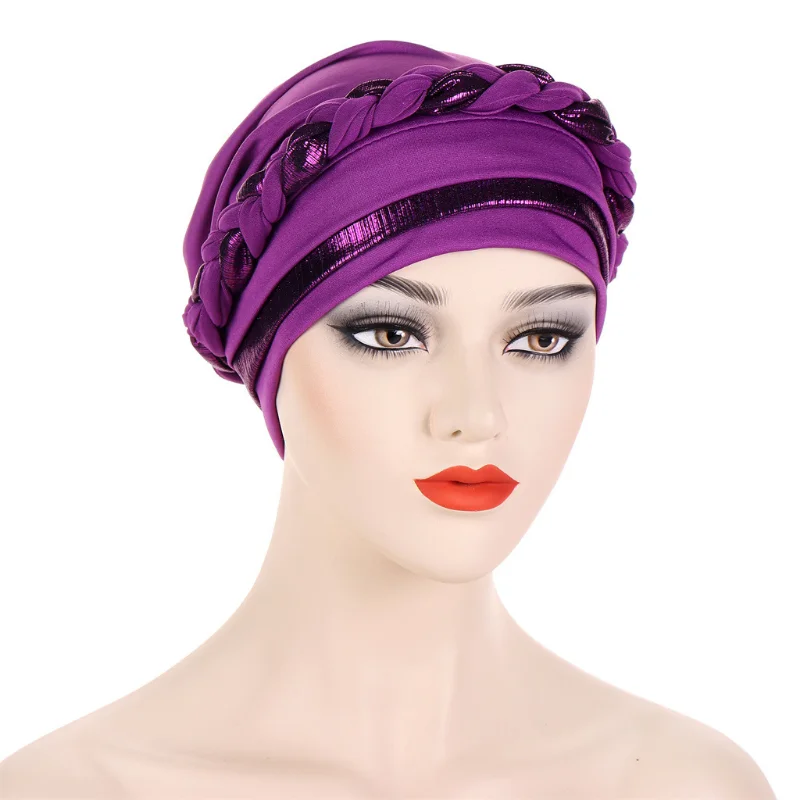 KepaHoo Muslim Women Braid Turban Cap Islamic 2025 Head Wraps Pre-Tied Hijab Bonnet new Femme Musulman Stretchy Hair Cover Indian Hat
