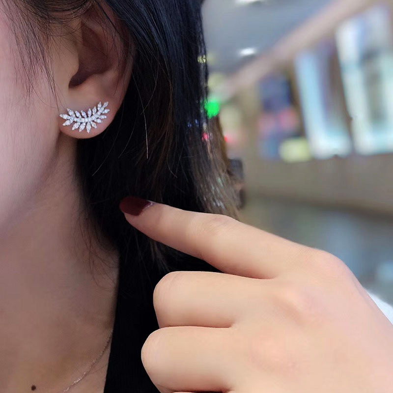 Cubic Zirconia Rhinestone Leaf Stud Earrings for Women Man Gold Silver Designer Jewelry Flower Bird Owl Bowknot Leopard Earrings Ice Out Crystal Fine 