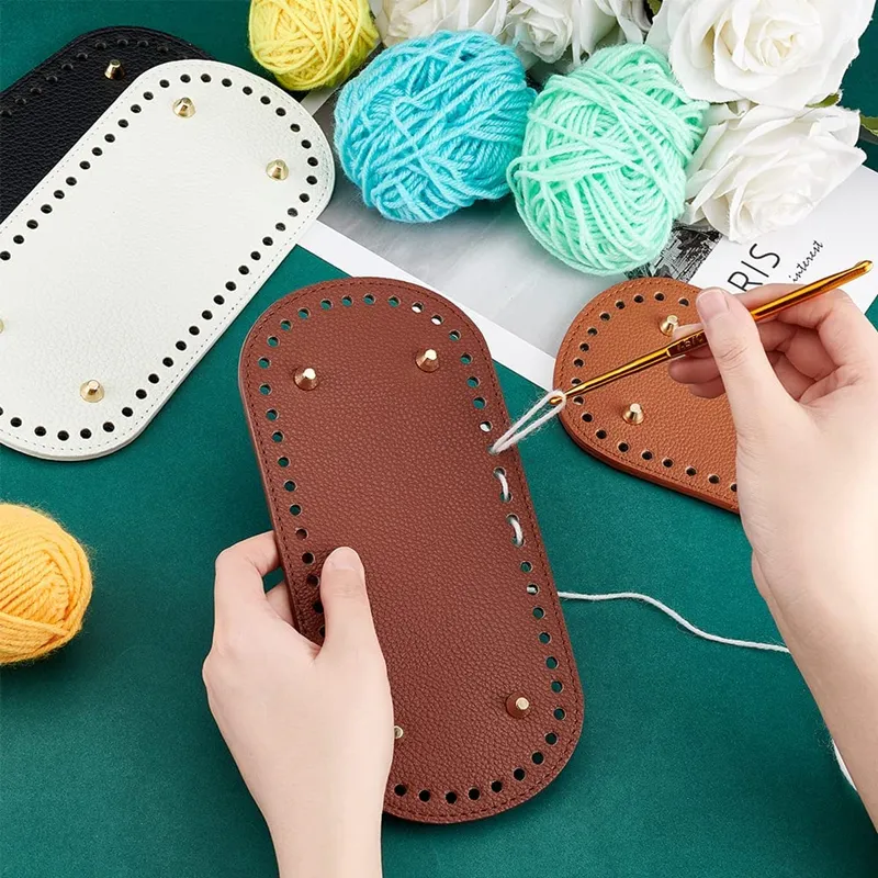 New new 22*10cm Long Bottom for Knitted Bag PU 2025 leather Bag Base Handmade Bottom With Holes DIY Crochet Bag Bottom accessories 2023
