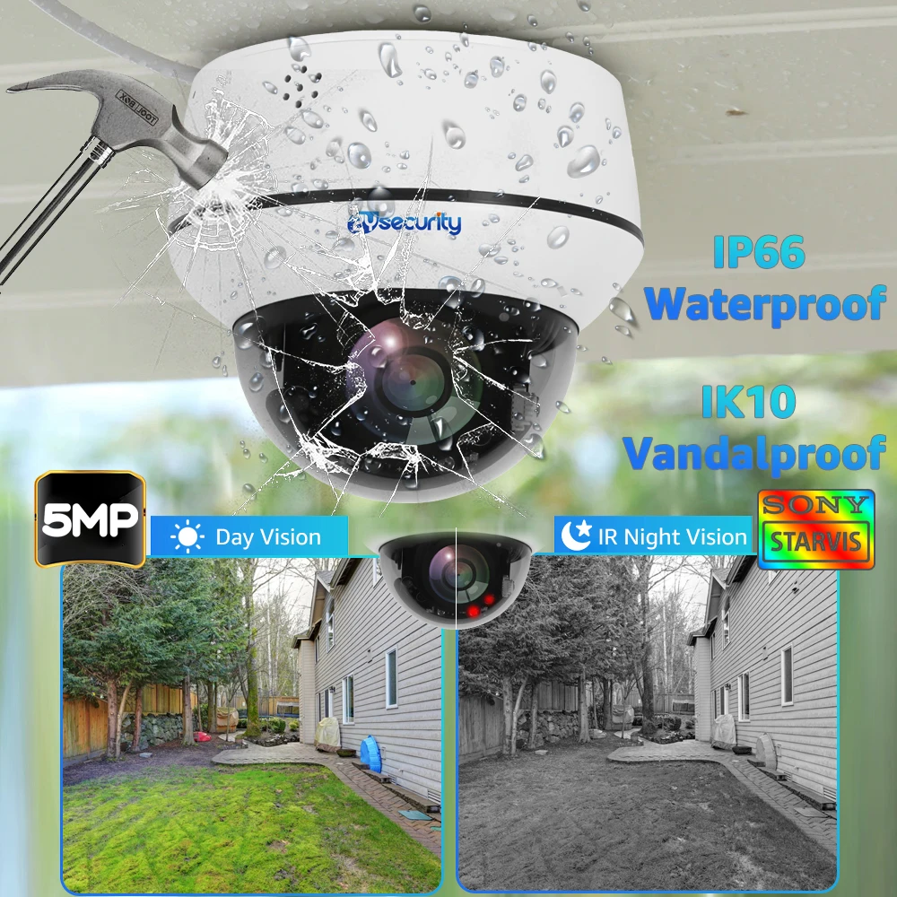 UHD 5MP 5X Optical Zoom PoE Dome PTZ IP Camera Outdoor Auto Tracking Human Detect 2-way Audio Wired Network CCTV Security Camera