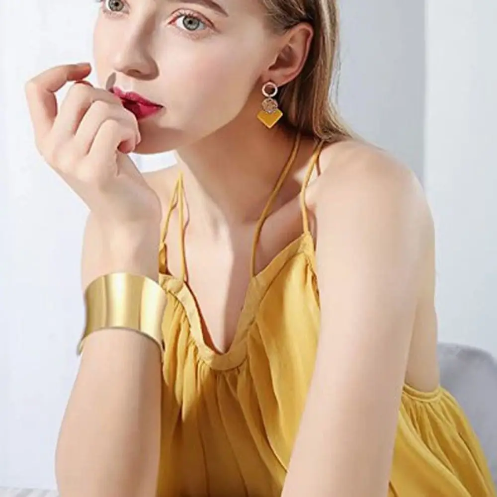 1PC Simple Open Cuff Bangles For Women Jewelry Hollow Metal Adjustable Boho Wide Bracelets Party Jewelry