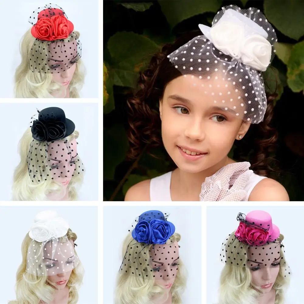 Ladies Hairpin new Small Hat Headband Wedding Party Floral Hair 2025 Cap Flower Fascinator Hat Floral Mesh Veil Headdress