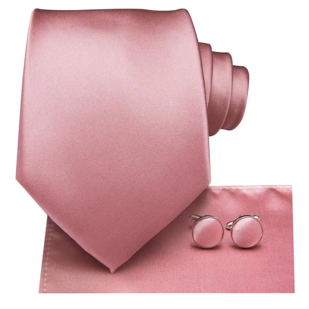 new Dusty Pink Solid-corbatas elegantes para 2025 hombre, gemelos de seda, para boda, fiesta, negocios, marca de moda, Hi-Tie, novedad de 2023