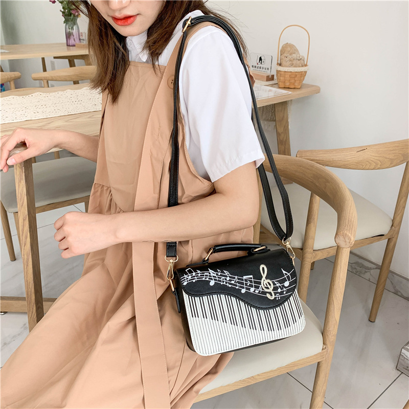 Women Shoulder Bags Piano Style Lady Bag PU Leather Music Note Handbags Casual Woman Girls Tote bags Billfold Wallet Flap Bag