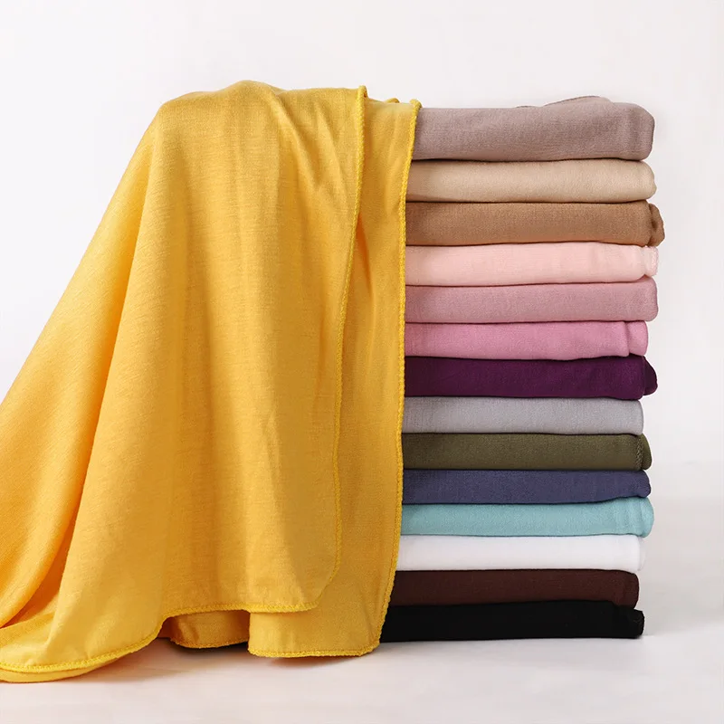 Fashion Polyester Jersey Hijab Scarf Long Muslim Shawl Plain Soft Turban 2025 Tie Head Wraps For Women Africa new Headband 170x60cm