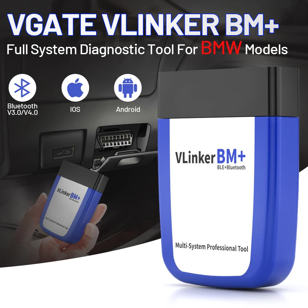 vLinker BM OBD2 Bluetooth Code Reader, OBDII Scan Tool for Android & Windows - Designed for BimmerCode PK ELM327 Car Diagnostic