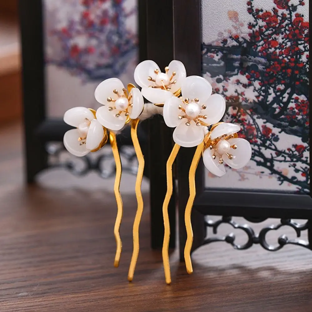 Hanfu Headwear Cheongsam Chinese Style Hair Fork Flowers Hair Stick Hair Accessories U Shaped Hairpin