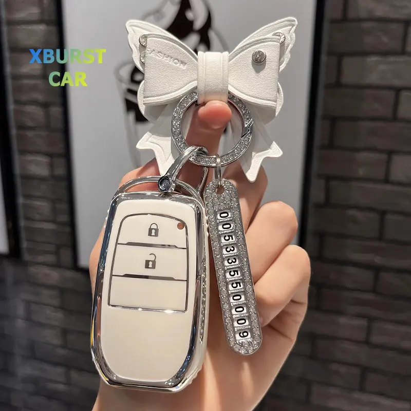 For Toyota Yaris Cross Hilux Innova Fortuner Camry Land Cruiser 200 300 Prado Crown TLK 200 2/3 Buttons TPU Car Key Case Cover