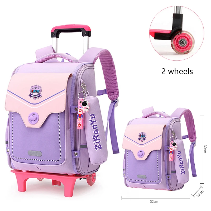 Rolling Schoolbag Waterproof Wheeled School Backpack For Kids Girls Boys Removable School Bags Travel Trolley luggage Bags Girls