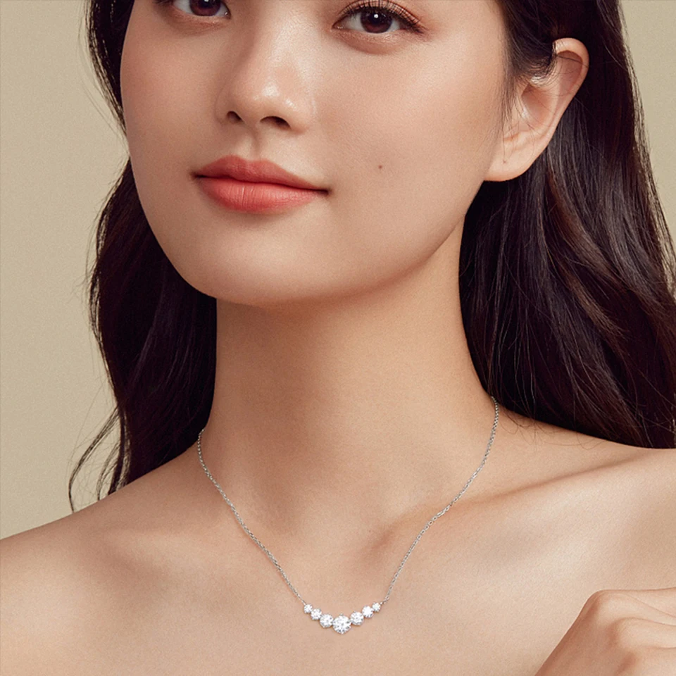 Houtros 1.7/2.8CT Moissanite Pendant Necklace for Women 925 Sterling Silver Wedding Anniversary Fine Jewelry with Certificates
