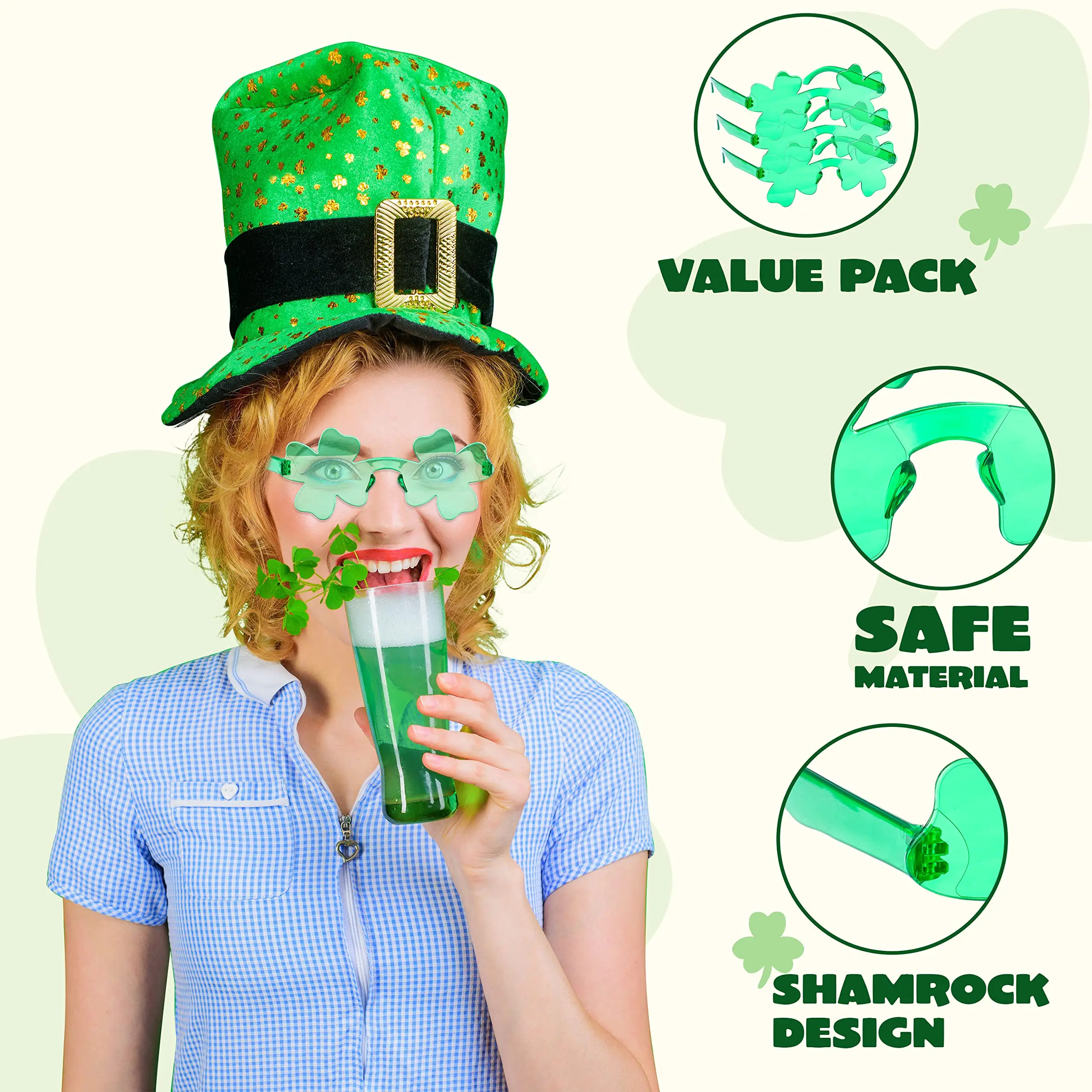 1Pc Funny Sunglasses Clover Glasses 2025 Saint Patrick Glasses for Women & Men Cosplay Party Outfit new Accessories Holiday glasses