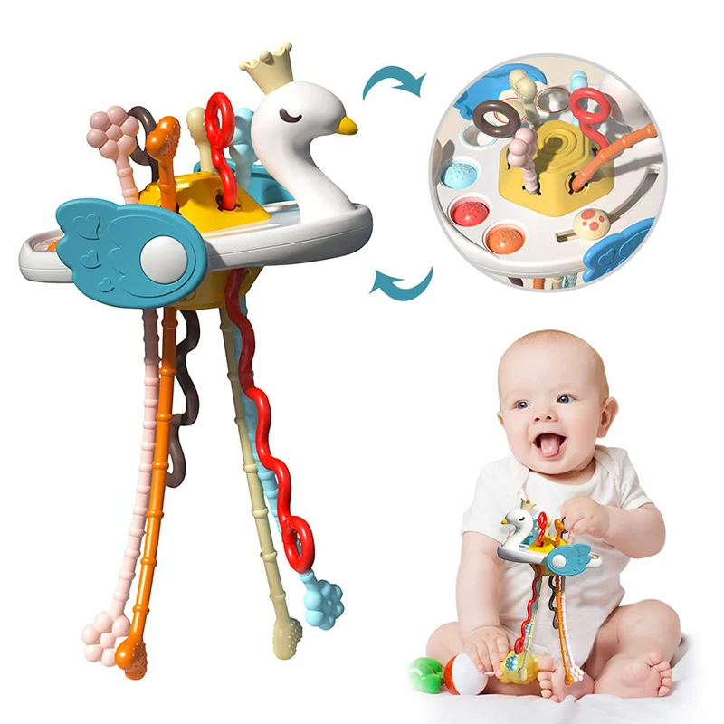 Montessori Activity Baby Toys 1 2 3 new Year Development Silicone Teething Toys Pull String Sensory Toys 2025 For Babies 6 12 Months Gift