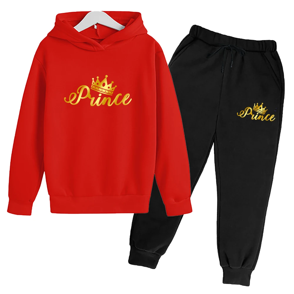 Parent Children's Family Clothes King Queen Prince new Parent-Child Tracksuits Women Men Boys Girl Kids Hoodies 2025 + Pants 2 Piece Set