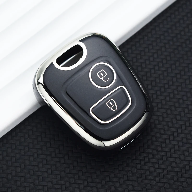 TPU Car Remote Key Case Cover Shell Fob Keychain For Peugeot 107 206 207 307 For Citroen C1 C2 C3 C4 For Toyota Aygo