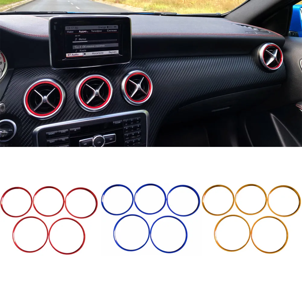 5Pcs/Set Air Conditioner Vent Outlet Ring Trim Decor for Mercedes Benz A B GLA CLA Class W176 W246 C117 X156 AMG 2012-2018