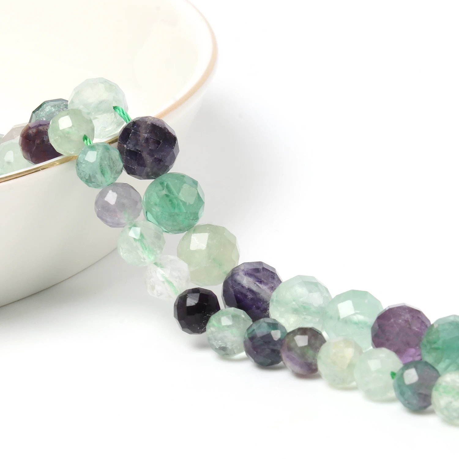 Faceted Colorful Fluorite Beads Natural Stone Loose Spacer new Round Beads for 2025 Jewelry Making DIY Handmade Bracelet Accessories