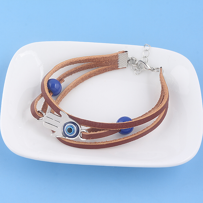 Game The Last of Us Part 2 Ellie Dina Hamsa Bracelet Evil Eye Blue Beads Leather Bracelets Bangles for Women Men Jewelry