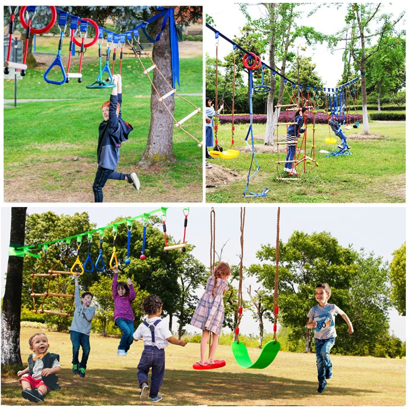 Ninja Tree Swing 2025 Toys Warrior Obstacle Course for Kids with Pulley Kit with Accessories new Monkey Bars Gym Rings Climbing Ladder
