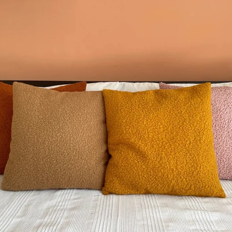Polyester Teddy Boucle Throw Pillows Throw Pillow Case 45*45 Decorative 2025 Pillows For Sofa For new Living Room Decorative Cojines