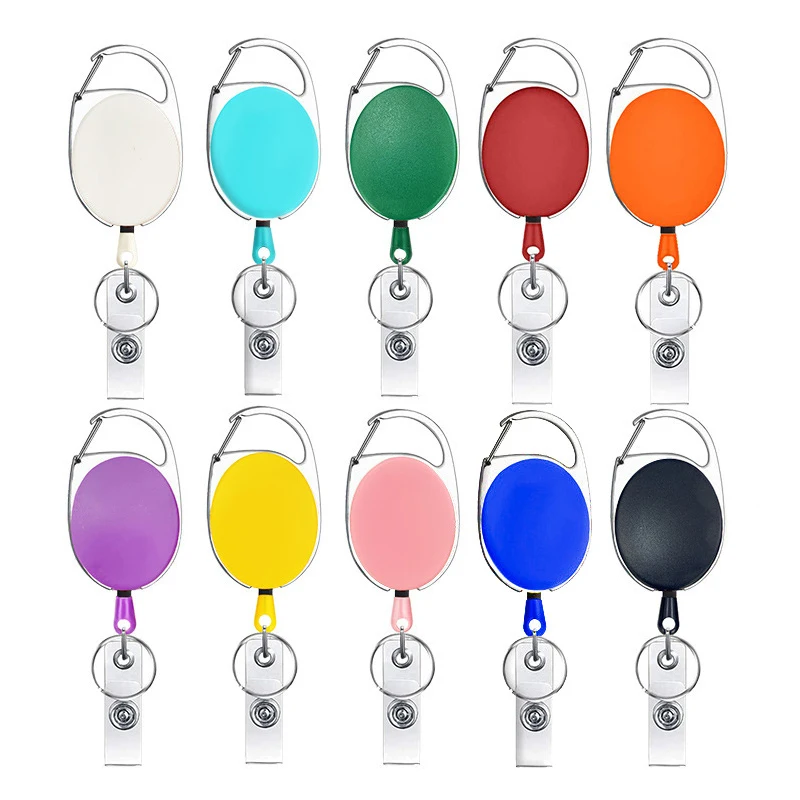 1pc Retractable Badge Holder Clips for Nurse ID Badge Reel with Belt Clip Doctor ID Card Chain Clips School Student Office Solid